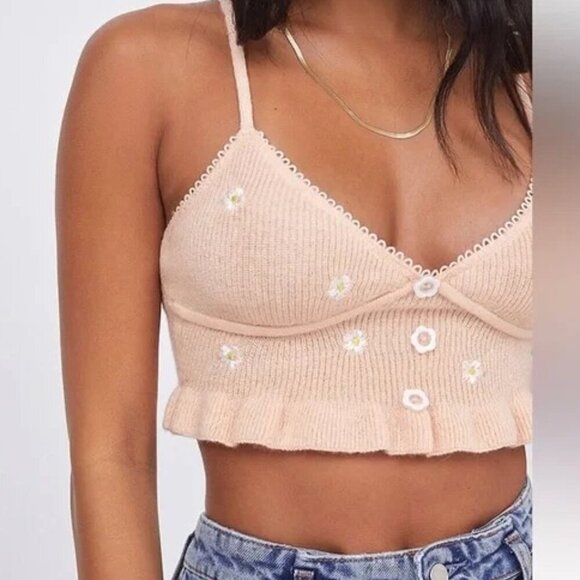 For Love And Lemons Tops - For Love and Lemons Knit Daisy Embroidered Top - XS